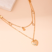 Ig Style Simple Style Heart Shape Alloy Plating Women's Double Layer Necklaces main image 3