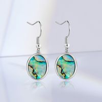 1 Pair Simple Style Oval Plating Inlay Copper Shell White Gold Plated Drop Earrings main image 1