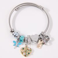 Sweet Simple Style Heart Shape Dragonfly Stainless Steel Alloy Plating Inlay Rhinestones Women's Bangle sku image 1