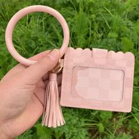 Retro Color Block Tassel Pu Leather Bag Pendant Keychain 1 Piece sku image 5
