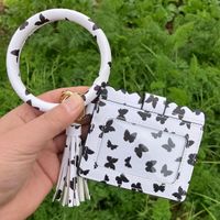 Retro Color Block Tassel Pu Leather Bag Pendant Keychain 1 Piece sku image 10