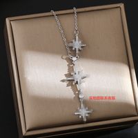 Titanium Steel Simple Style Plating Inlay Heart Shape Flower Zircon Pendant Necklace sku image 111