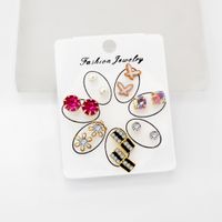 Wholesale Jewelry Simple Style Geometric Alloy Artificial Pearls Rhinestones Plating Inlay Ear Studs sku image 2