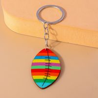 Sports Football Wood Zinc Alloy Bag Pendant Keychain sku image 3