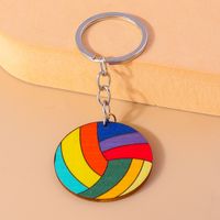 Sports Football Wood Zinc Alloy Bag Pendant Keychain sku image 2