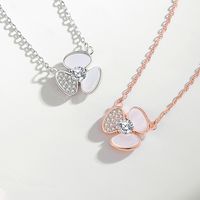 Simple Style Shamrock Sterling Silver Polishing Plating Inlay Shell Zircon Necklace main image 1