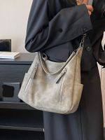 Women's Pu Leather Solid Color Basic Classic Style Sewing Thread Square Zipper Tote Bag main image 3