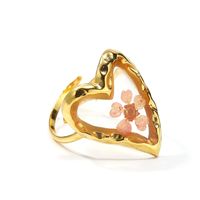 Edelstahl 304 14 Karat Vergoldet Einfacher Stil Überzug Herzform Blume Offener Ring main image 3