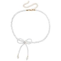 Elegant Sweet Bow Knot Imitation Pearl Alloy Beaded Plating Inlay Rhinestones Women's Necklace sku image 7