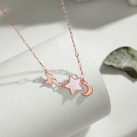 Simple Style Star Moon Sterling Silver Polishing Plating Inlay Shell Pendant Necklace main image 4