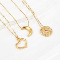 Stainless Steel 18K Gold Plated IG Style Enamel Plating Star Moon Heart Shape Pendant Necklace main image 4