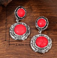 1 Pair Retro Solid Color Inlay Alloy Turquoise Drop Earrings main image 2