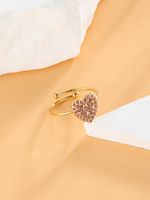 304 Stainless Steel 18K Gold Plated Simple Style Plating Inlay Heart Shape Zircon Open Rings main image 4