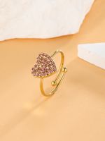 304 Stainless Steel 18K Gold Plated Simple Style Plating Inlay Heart Shape Zircon Open Rings main image 1