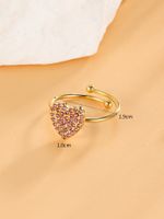 304 Stainless Steel 18K Gold Plated Simple Style Plating Inlay Heart Shape Zircon Open Rings main image 2