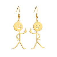 1 Pair Funny Cartoon Character Plating Titanium Steel 18k Gold Plated Drop Earrings main image 3