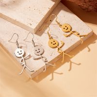 1 Pair Funny Cartoon Character Plating Titanium Steel 18k Gold Plated Drop Earrings main image 6