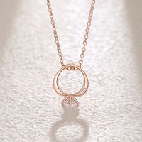 Simple Style Heart Shape Sterling Silver Polishing Plating Inlay Zircon Pendant Necklace main image 3