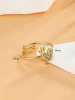 Edelstahl 304 18 Karat Vergoldet Elegant Strassenmode Inlay Herzform Zirkon Offener Ring main image 4