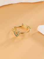 304 Stainless Steel 18K Gold Plated Elegant Streetwear Inlay Heart Shape Zircon Open Rings main image 3