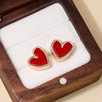 1 Pair Casual Sweet Simple Style Heart Shape Plating Alloy Ear Studs main image 7