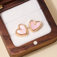 1 Pair Casual Sweet Simple Style Heart Shape Plating Alloy Ear Studs main image 4