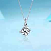Elegant Classic Style Round Sterling Silver Gra Plating Inlay Moissanite 18k Gold Plated Pendant Necklace main image 1