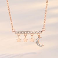Simple Style Star Moon Sterling Silver Polishing Plating Inlay Zircon Pendant Necklace main image 3