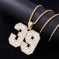 Hip-hop Letter Number Stainless Steel Alloy Plating Inlay Rhinestones Gold Plated Silver Plated Men's Charms Necklace main image 7