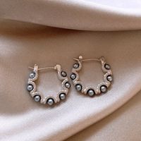 1 Pair Sweet Geometric Round Plating Imitation Pearl Drop Earrings sku image 30