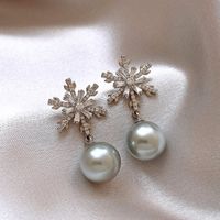 1 Pair Sweet Geometric Round Plating Imitation Pearl Drop Earrings sku image 18