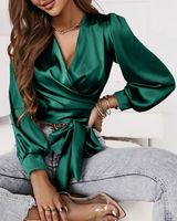 Women's Blouse 3/4 Length Sleeve Blouses Vintage Style Solid Color main image 3