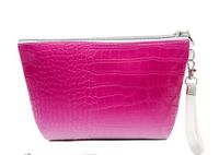 Women's Pu Leather Gradient Color Crocodile Vintage Style Shell Zipper Cosmetic Bag Wash Bag sku image 7