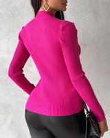 Women's Sweater 3/4 Length Sleeve Sweaters & Cardigans Elegant Heart Shape Solid Color main image 3