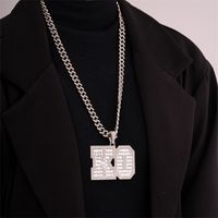 Hip-hop Letter Number Stainless Steel Alloy Plating Inlay Rhinestones Gold Plated Silver Plated Men's Charms Necklace main image 5