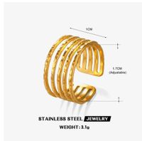 304 Stainless Steel 18K Gold Plated Simple Style Plating Lines Open Rings main image 2