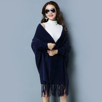 Women's Elegant Solid Color Knit Tassel Shawl sku image 8
