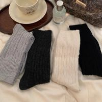 Unisex Simple Style Solid Color Cotton Crew Socks A Pair main image 5