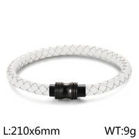 Retro Solid Color Stainless Steel Pu Leather Plating Men's Bangle sku image 2