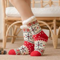 Women's Sweet Christmas Hat Santa Claus Snowman Acetate Fibre Polyester Cotton Ankle Socks sku image 43