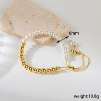 Estilo Ig Estilo Clásico Ronda Perla De Imitación Cobre Con Cuentas Labor De Retazos Enchapado Chapado En Oro De 18 Quilates. Pulsera sku image 1