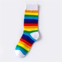 Unisex Cute Rainbow Cotton Crew Socks A Pair main image 4