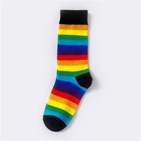Unisex Cute Rainbow Cotton Crew Socks A Pair main image 3
