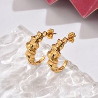 1 Pair Retro French Style Spiral Plating 304 Stainless Steel 14K Gold Plated Ear Studs main image 3