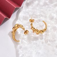 1 Pair Retro French Style Spiral Plating 304 Stainless Steel 14K Gold Plated Ear Studs main image 4