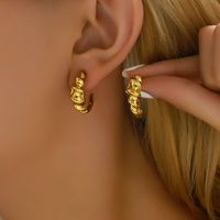 1 Pair Retro French Style Spiral Plating 304 Stainless Steel 14K Gold Plated Ear Studs main image 1