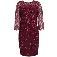 Regular Dress Simple Style Round Neck Beaded Lace 3/4 Length Sleeve Solid Color Knee-length Daily main image 2