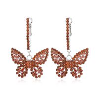 1 Pair Lady Butterfly Metal Inlay Rhinestones Zircon Women's Drop Earrings sku image 1
