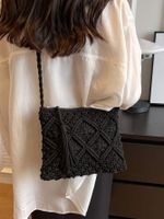 Women's Knit Solid Color Beach Sewing Thread Square Zipper Shoulder Bag main image 3