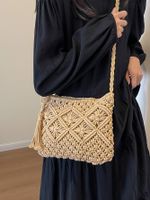 Women's Knit Solid Color Beach Sewing Thread Square Zipper Shoulder Bag main image 5